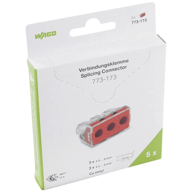 Borne de raccordement WAGO 773-173 flexible: - rigide: 2.5-6 mm² Nombre de