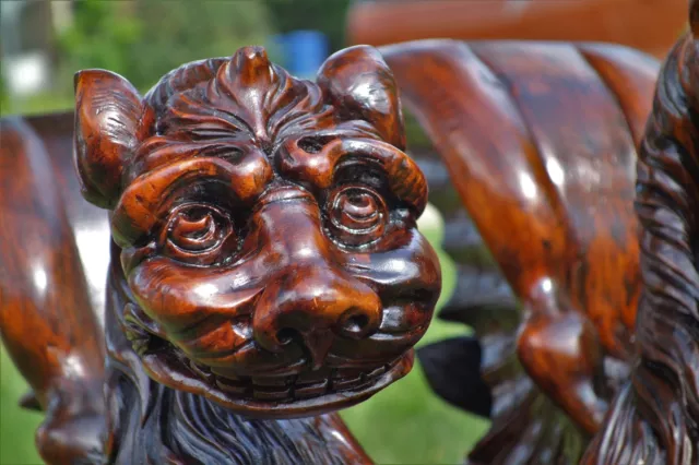 19C Gothic Carved Oak Griffin/Gargoyle/Dragon Elements