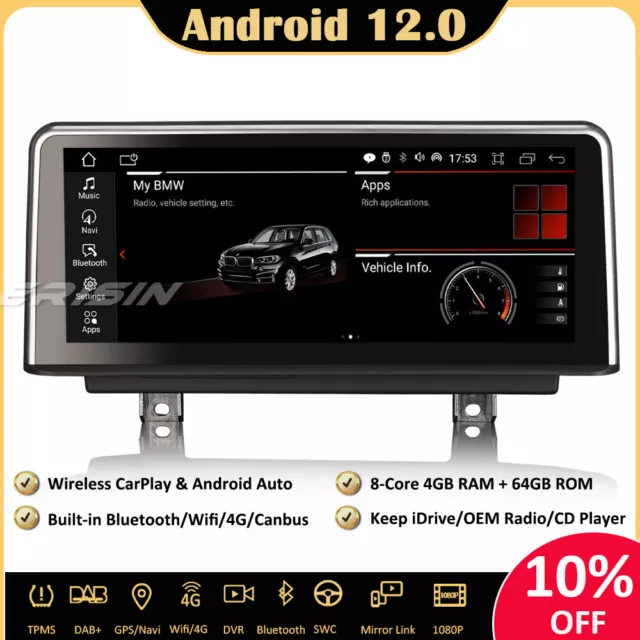 Android 12 IPS Autoradio GPS DAB+CarPlay USB BMW F30 F31 F34 F32 F33 F36 F80 F82