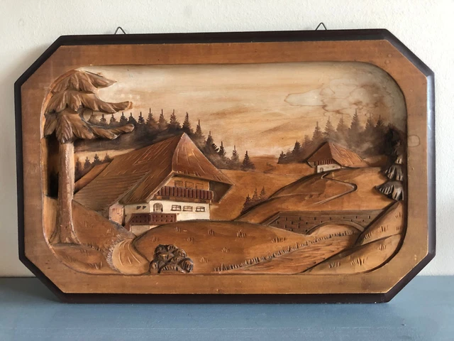Tableau bois relief country corner d'occasion