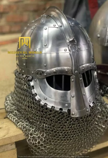 Authentic Medieval Steel Viking Vendel Helmet with Chainmail- SCA/LARP Best Gift 2