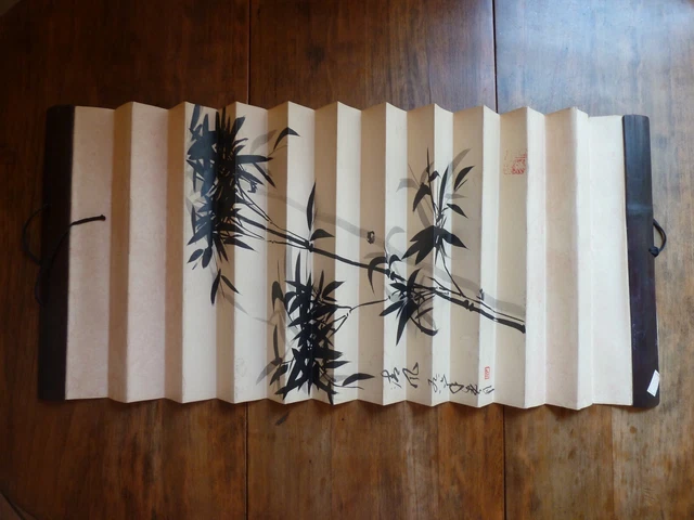 Vintage Chinese People’s Republic Signed Stamped Painting Accordion Folding Book