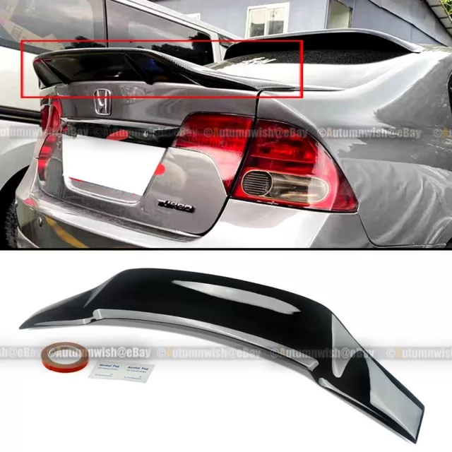 For 06-11 Civic 4DR Sedan Glossy Black RS Style Highkick Trunk Wing Spoiler