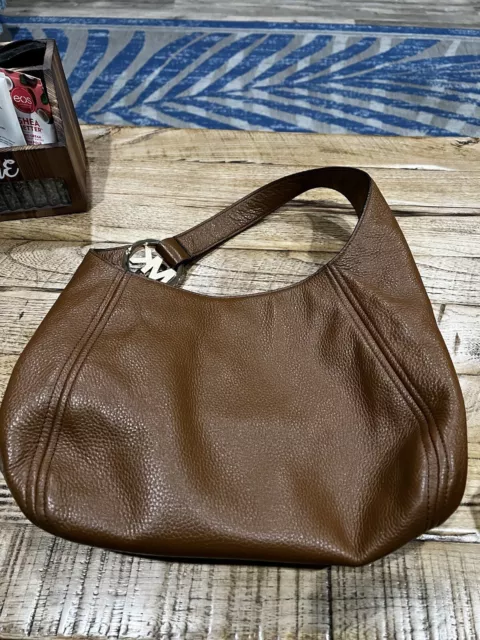 MICHAEL KORS FULTON Tan Pebble Leather Hobo Bag Tote Purse $60.00 ...