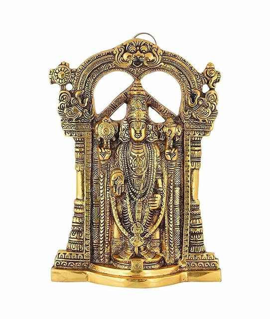 Venkateshwara Swami Idol for Home White Metal Lord Tirupati Balaji (Gold)