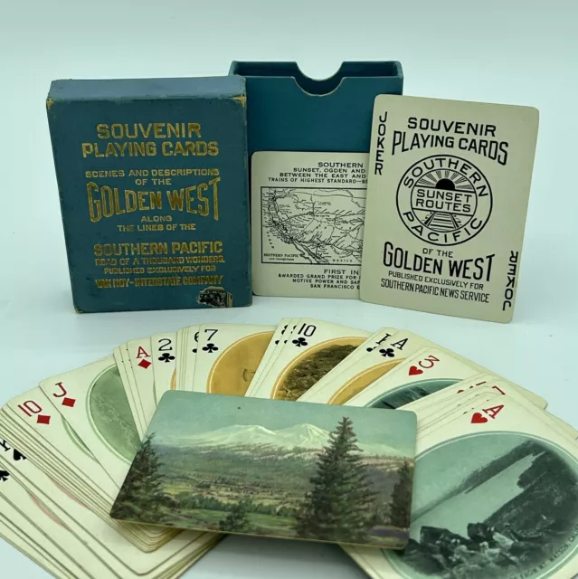 c1918 SOUTHERN PACIFIC RAILROAD "GOLDEN WEST" SOUVENIR PLAYING CARDS SP C-13