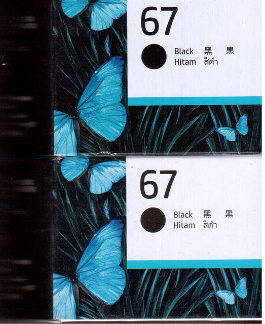 2-piece of HP Hewlett Packard 67 Black Ink Cartridge NEW Genuine Nov 2022