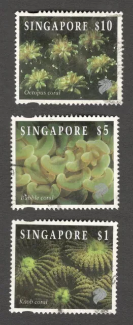 AOP Singapore 1994 Coral $1 $5 & $10 Questa printing used. SG 753g//753j £42.50