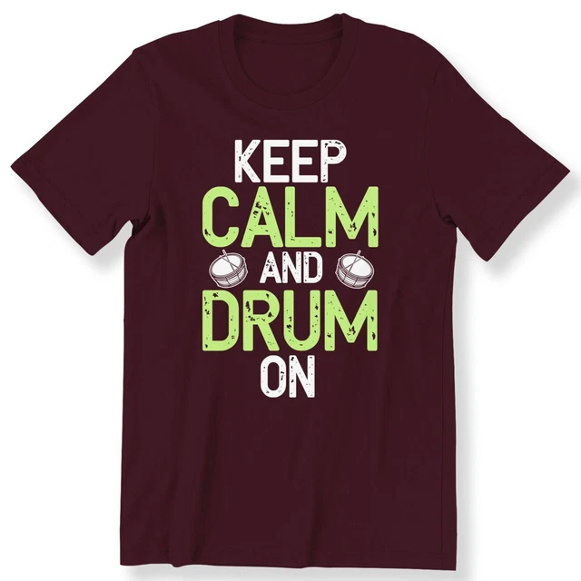 T-shirt batterista regalo Keep Calm And Drum On uomo ragazzi bambini adulti 2