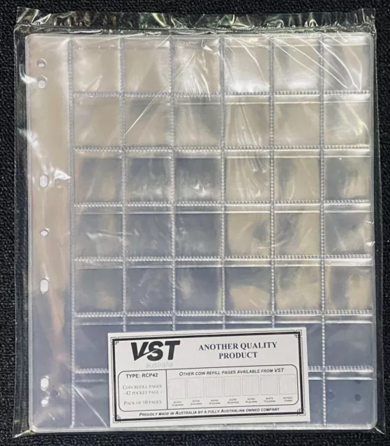 VST Coin Album Refill 42 Pocket Pages with Backing Pages - 10 Pages (RCP42)