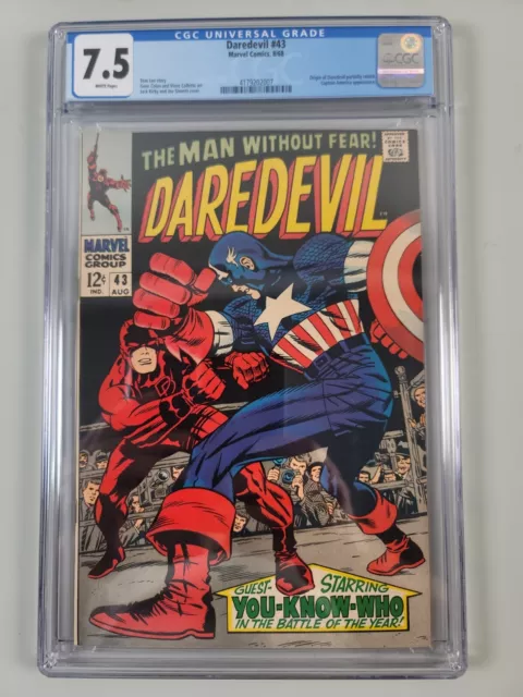 Daredevil #43 Cgc 7.5 Origin Partially Retold Captain America Jack Kirby