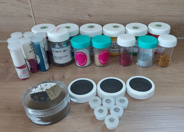 Colorsand  Glitzer Flimmer Embossing Pulver Siebaufsätze Grusskarten basteln