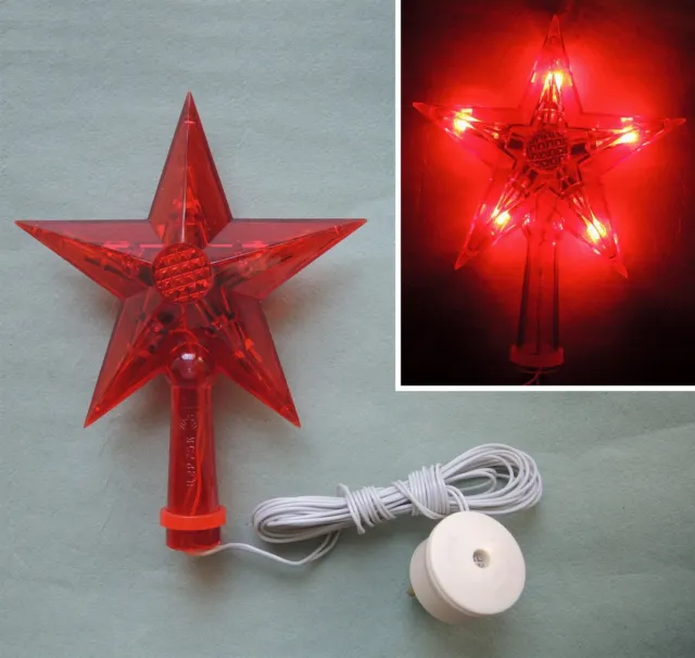 Old Big USSR Red STAR ELECTRIC Christmas TREE TOP Soviet Epoch Vintage Ornament