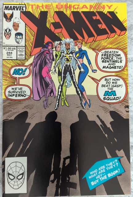 Uncanny X-Men Vol 1 #244 Marvel, 1989. 1St Jubilee, 1St M Squad! 9.6 Near Mint+!