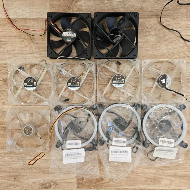 10x 120mm PC Case Fan Bundle - Zalman, Cooler Master, RGB, Techware Black Clear