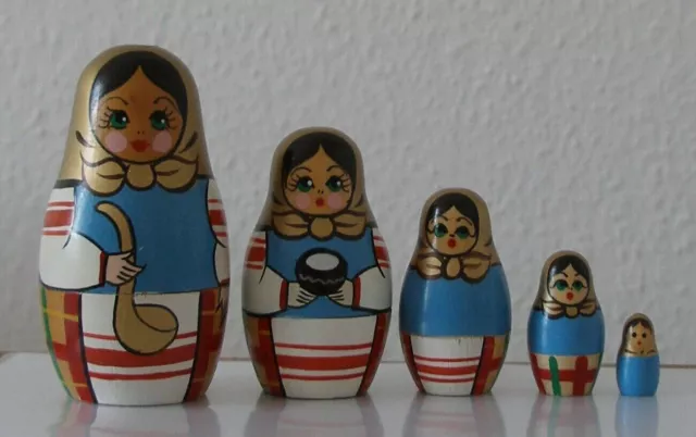 Matrjoschka! Matroschka! Babuschka! 5 Holzpuppen! Schöne Geschenkidee! ALT&SCHÖN