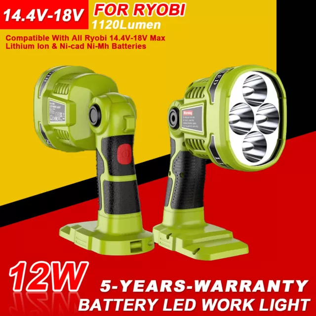 Für Ryobi 18V Li-Ion kabellose LED Arbeitsleuchte 12W 1120LM Baustellenleuchte