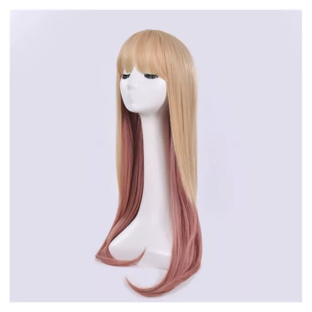 Women Long Hair Wig Yellow Pink Color Net Cartoon Character Cosplay Wigs GSA