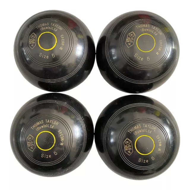 Thomas Taylor Lignoid Black Lawn Bowls Size 5 Heavy Great Condition 2