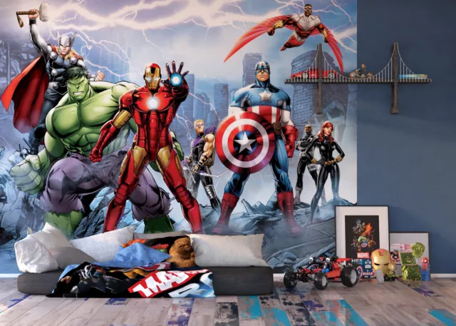 Kids room Wall Mural photo wallpaper 141x100 inch Comics super heroes Marvel