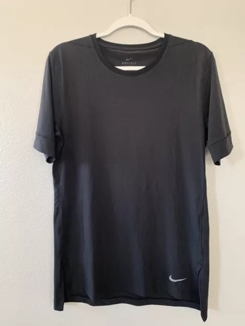 Womens Nike Tee Dri-Fit Short Sleeve Athletic Workout Gym Shirt Black SZ Med -C