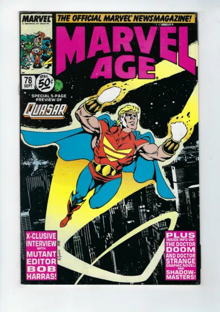 Marvel Age # 78 (Official Marvel News Magazine, Quasar Preview, Sept 1989) Vf