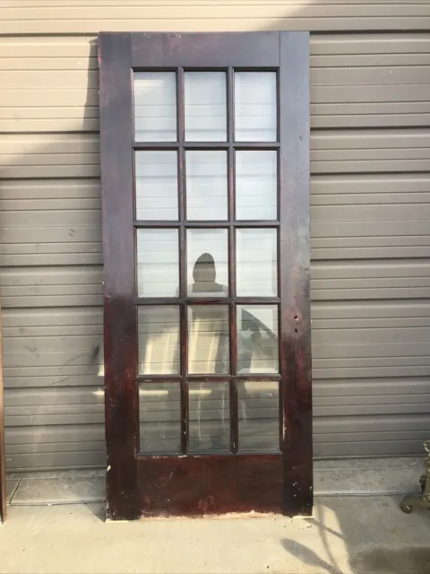 An 628 Antique Birch Beveled Glass Entrance Door 35.75 X 83.5 X 1.75