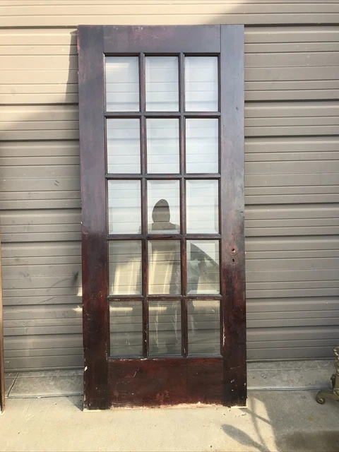 An 628 Antique Birch Beveled Glass Entrance Door 35.75 X 83.5 X 1.75