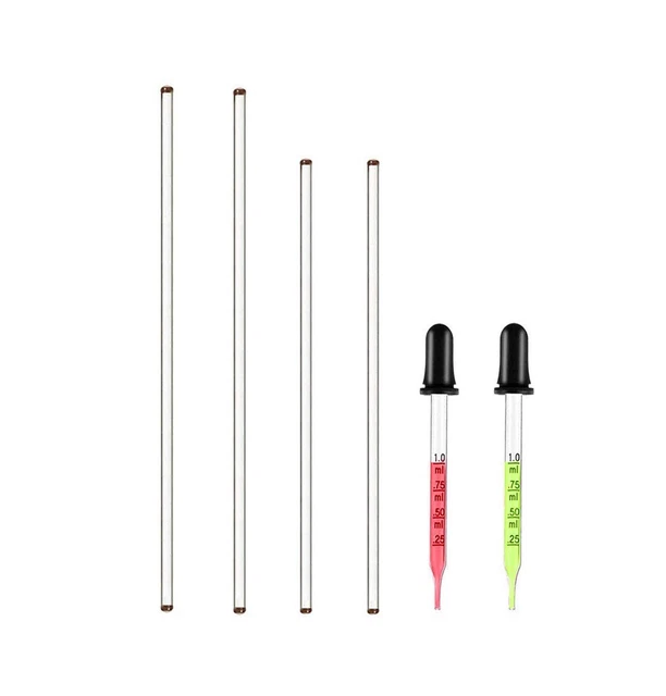 4PCS Glass Stir Sticks Lab Glass Stirring Rod 8"X2 10"X2 with Both Ends Round...