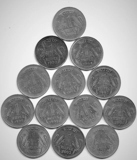 India Republic, 1 Rupee, Year wise Set of 13 coins from 1992-2004, FSS