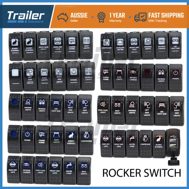 Rocker Switch Arb Carling Boat Caravan Style Dual Led On-Off Red Blue White 12V