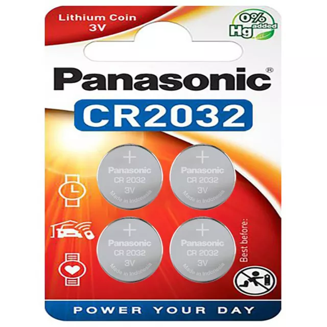 kQ Panasonic Knopfzelle Lithium CR2032 3V Batterien 4er Blister