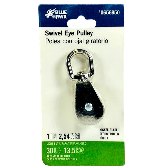 Blue Hawk 1" Swivel Eye Pulley - 30lb Load Light-Duty Nickel-Plated - #0656950