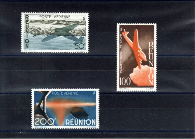 Timbre Reunion France Colonie 1947 Pa N°42/44 Neuf* Mh