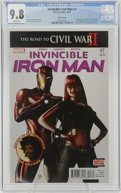 Invincible Iron Man 7 3rd Print CGC 9.8 1st Cameo Riri Williams Ironheart Marvel