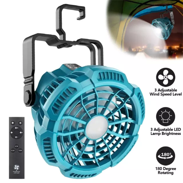 Cordless Portable LED Fan Camping Fan Compatible for Makita 18V Li-ion Battery