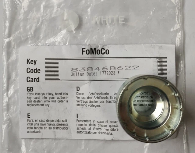 GENUINE FORD LOCKING WHEEL NUT BOLT KEY HEX 22mm WHITE CIRCLE 83846B622
