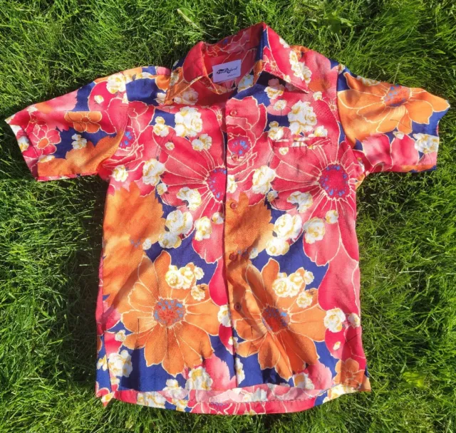 Vintage Hawaiian Floral Button Up Shirt Tori Richard