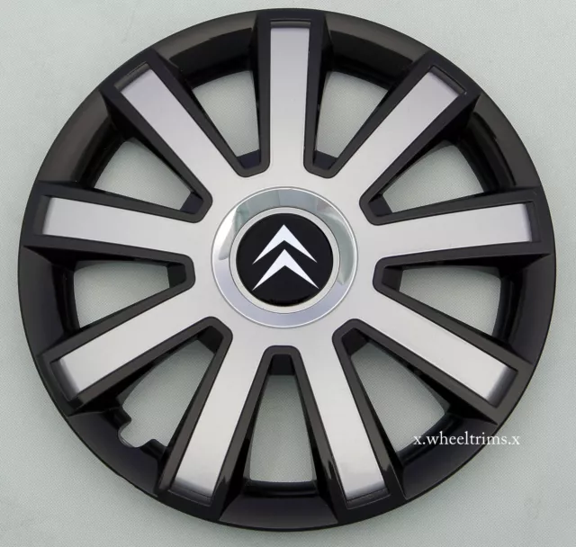 Brand new black/silver 14" wheel trims hubcaps to fit Citroen  C1,C2,Saxo