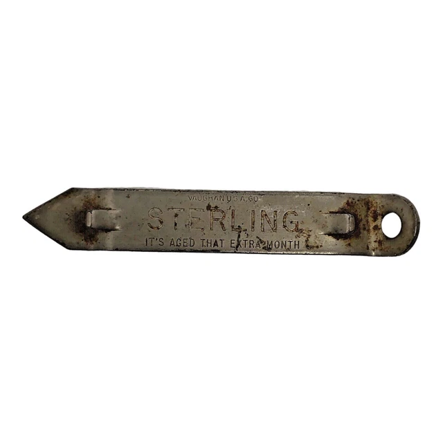 STERLING Beer Vintage Bottle Can Opener Church Key Vaughan USA Breweriana 3.75"