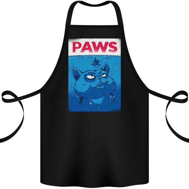 Paws Funny Cat and Goldfish Parody Cotton Apron 100% Organic