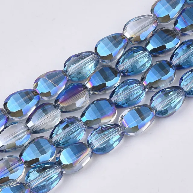Glas Perlen Glasschliffperlen Kristallperlen Tropfen Blau  8,5x6x3,5mm 10 Stück