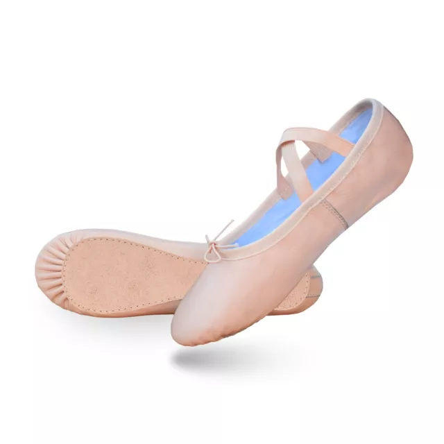 iKelpie® Full Leather Sole BALLET SHOES, Adult Child Canvas Pointe Dance Shoe UK