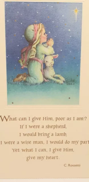 Christmas Card Shephard Boy, Hallmark, 2 Cards,  4.75"x7.25" 2