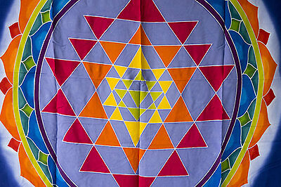 Batik Chakra Sri Yantra tenture murale Mandala Yoga decoration 110x93cm 6449 2