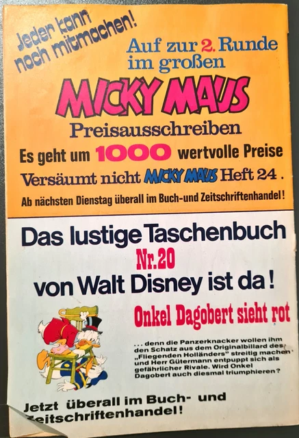 Micky Maus Comic Heft Nr.23 mit SB+GS+Beilage 1972 (242 3