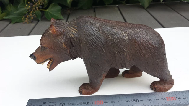 Ancien Ours En Bois Sculpté Et Peint Main – Jouet Folklorique – Vieux Charme