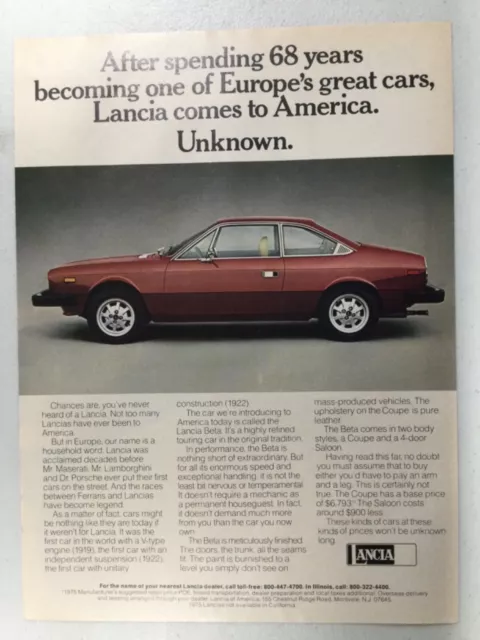 LLLAdv05 Vintage Advertisement 1976 Lancia Jan 1976