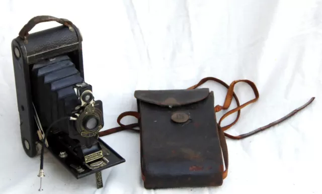 Leather Cased No. 1A Autographic Kodak JR.  Bellows Camera Photographic Estate