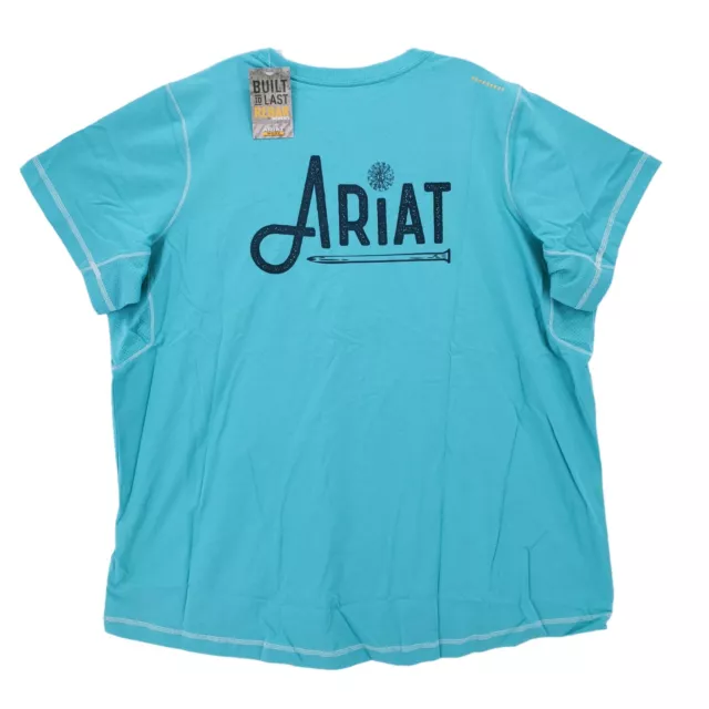 NWT ARIAT Women's Rebar Graphic Short Sleeve T-Shirt MEADOWBROOK Teal PLUS SIZES